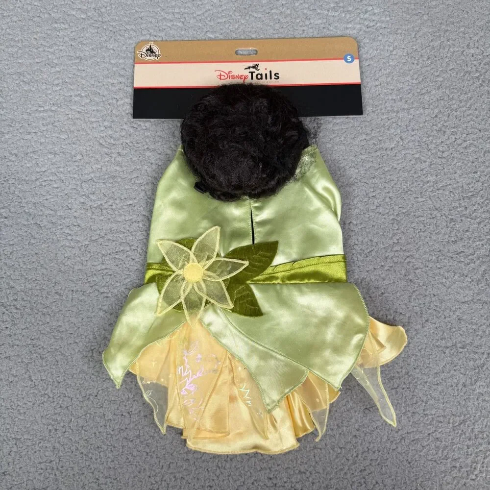 Disney Tails Dog Costume Princess Tiana Small Dress Wig Pet Halloween Outfit NWT